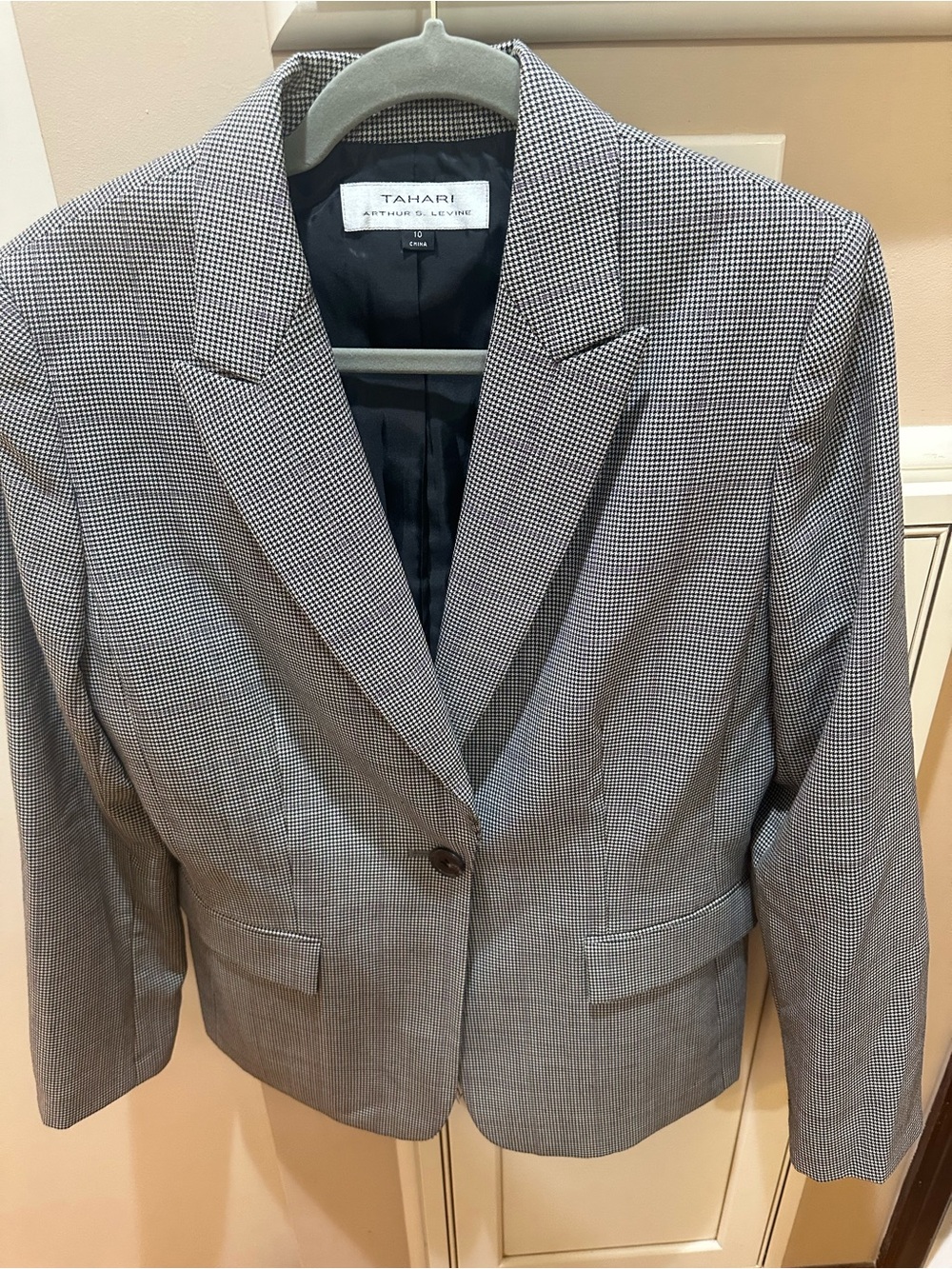 Tahari Black & White Houndstooth Women's Blazer Size 10